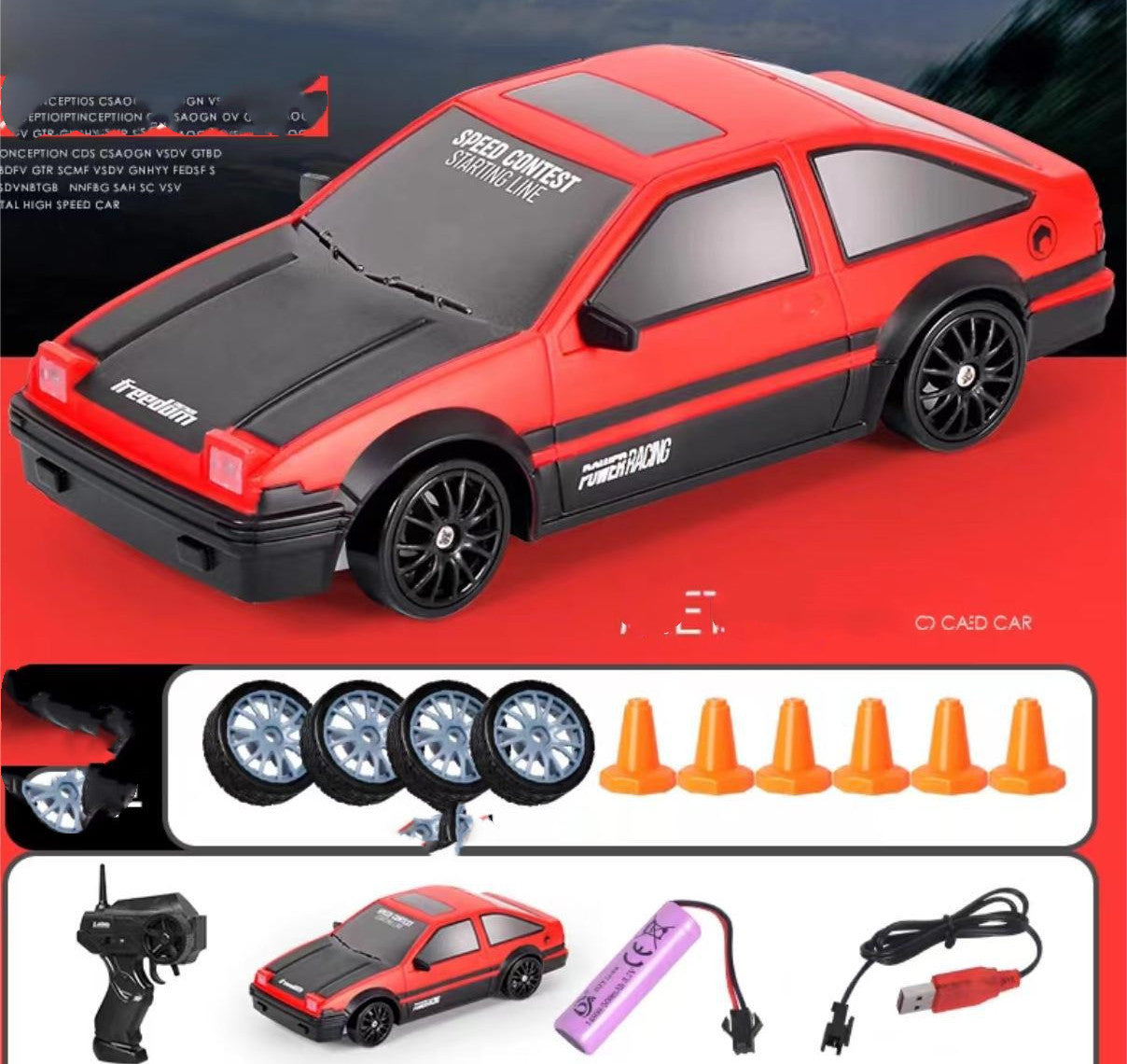 2.4G Car 4WD Remote Control GTR Model AE86 Vehicle Car Christmas Gifts