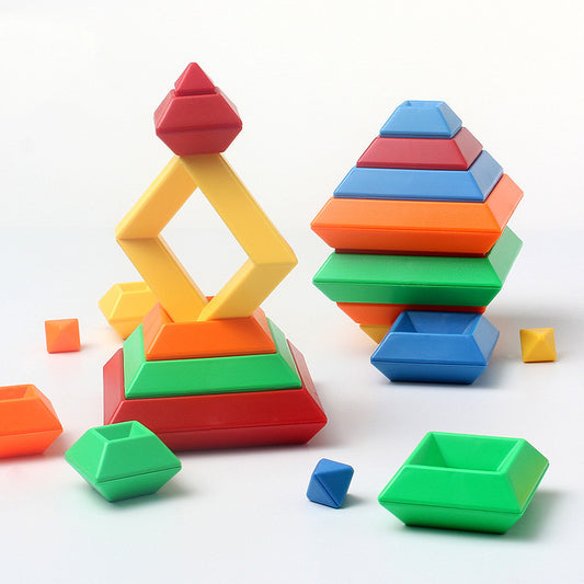 Kids Jenga Rainbow Stacking Tower – Montessori Wooden Blocks