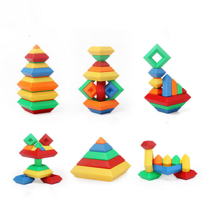 Kids Jenga Rainbow Stacking Tower – Montessori Wooden Blocks
