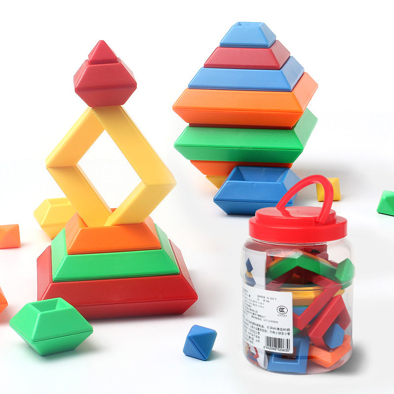 Kids Jenga Rainbow Stacking Tower – Montessori Wooden Blocks