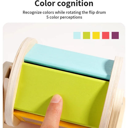Wooden Montessori Toys Color Rolling Drum Toy