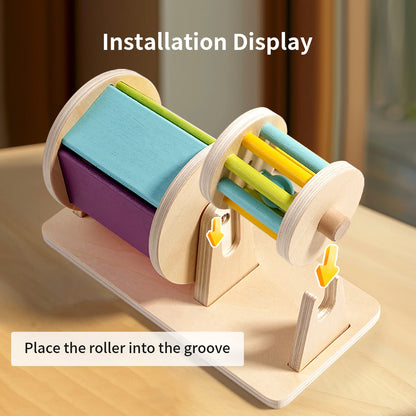 Wooden Montessori Toys Color Rolling Drum Toy