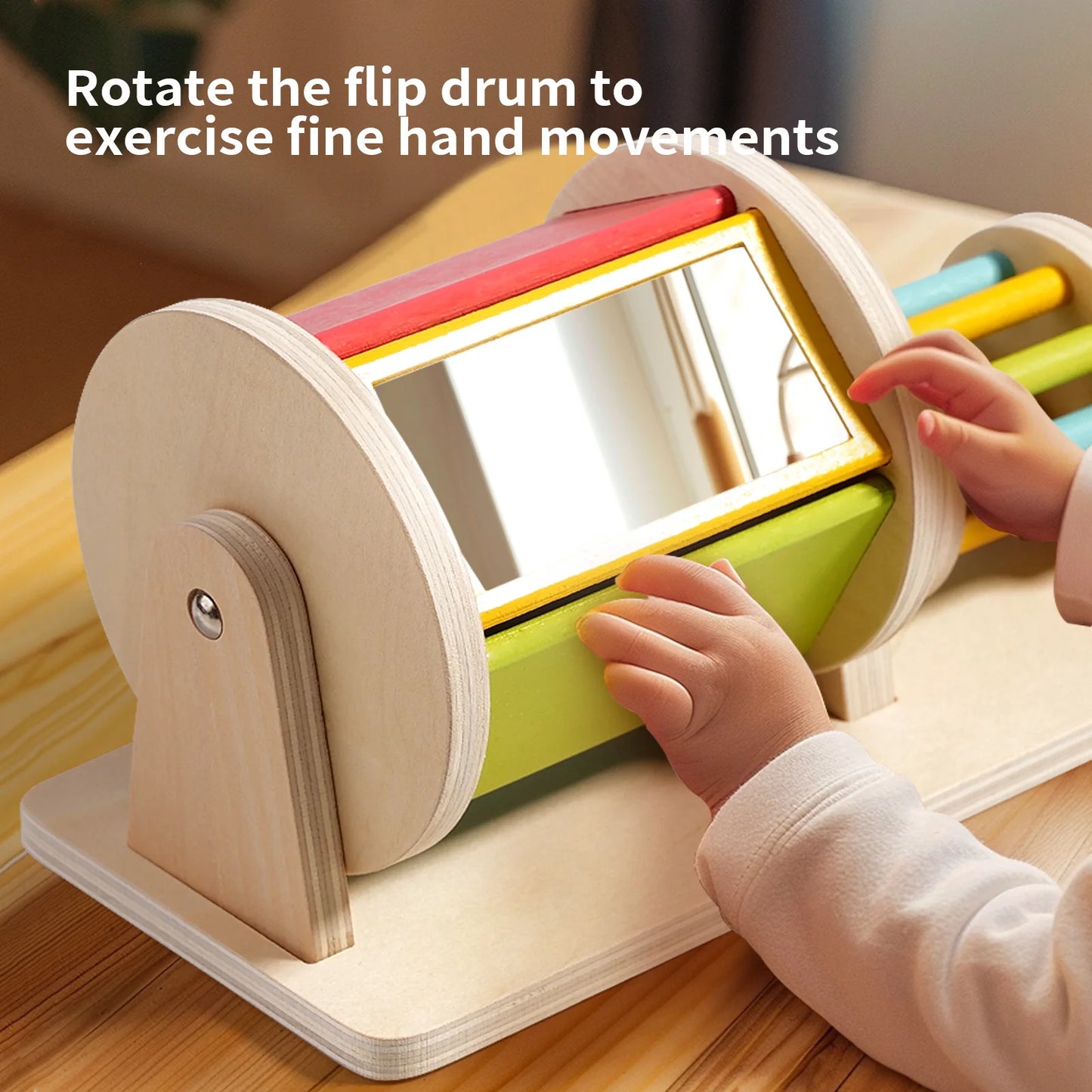 Wooden Montessori Toys Color Rolling Drum Toy