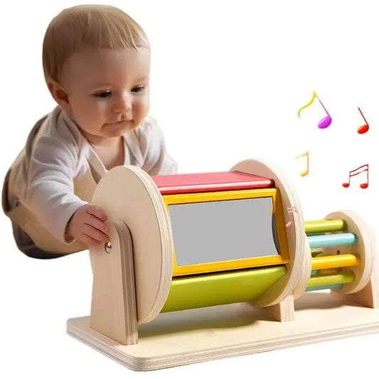 Wooden Montessori Toys Color Rolling Drum Toy