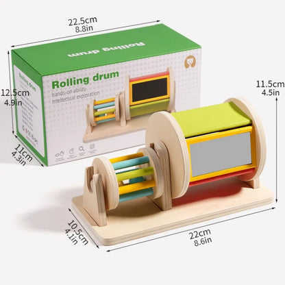 Wooden Montessori Toys Color Rolling Drum Toy