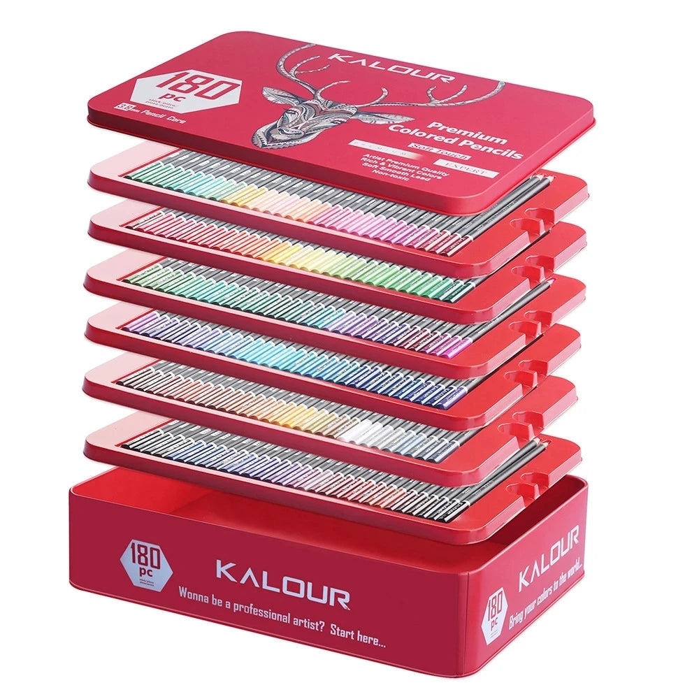 Artist colored pencil set with metal box