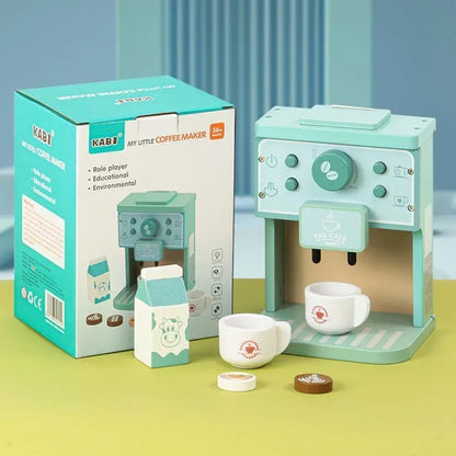 Kids Kitchen Toy Set Wooden Coffee Maker Set Simulation