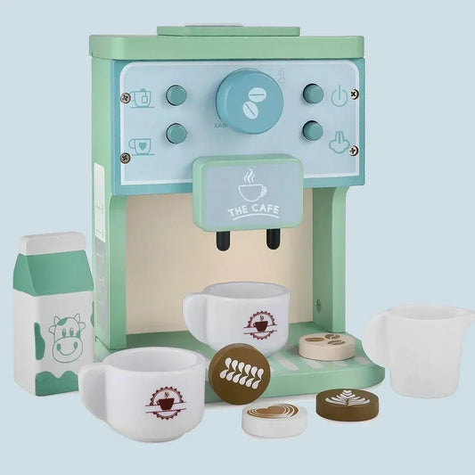 Kids Kitchen Toy Set Wooden Coffee Maker Set Simulation