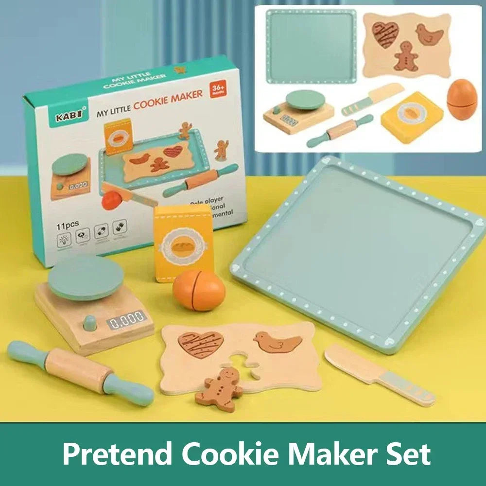 Kids Kitchen Toy Set Wooden Coffee Maker Set Simulation