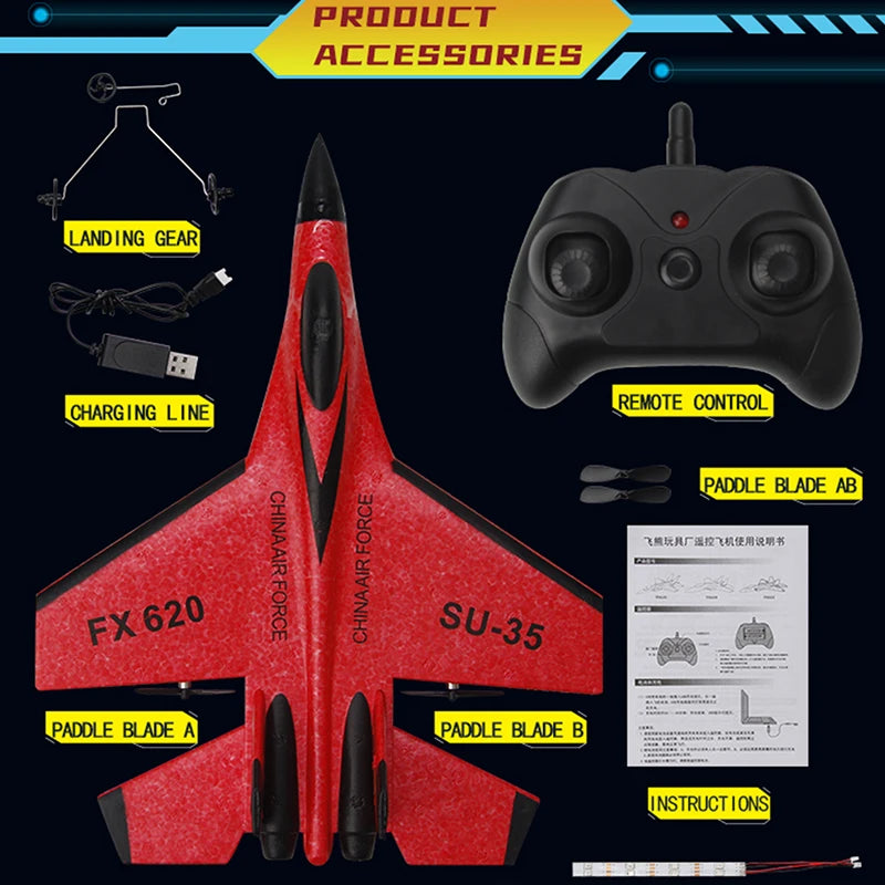 RC Foam Aircraft SU-35 Plane 2.4G Radio Control Glider Remote Control Fighter Plane