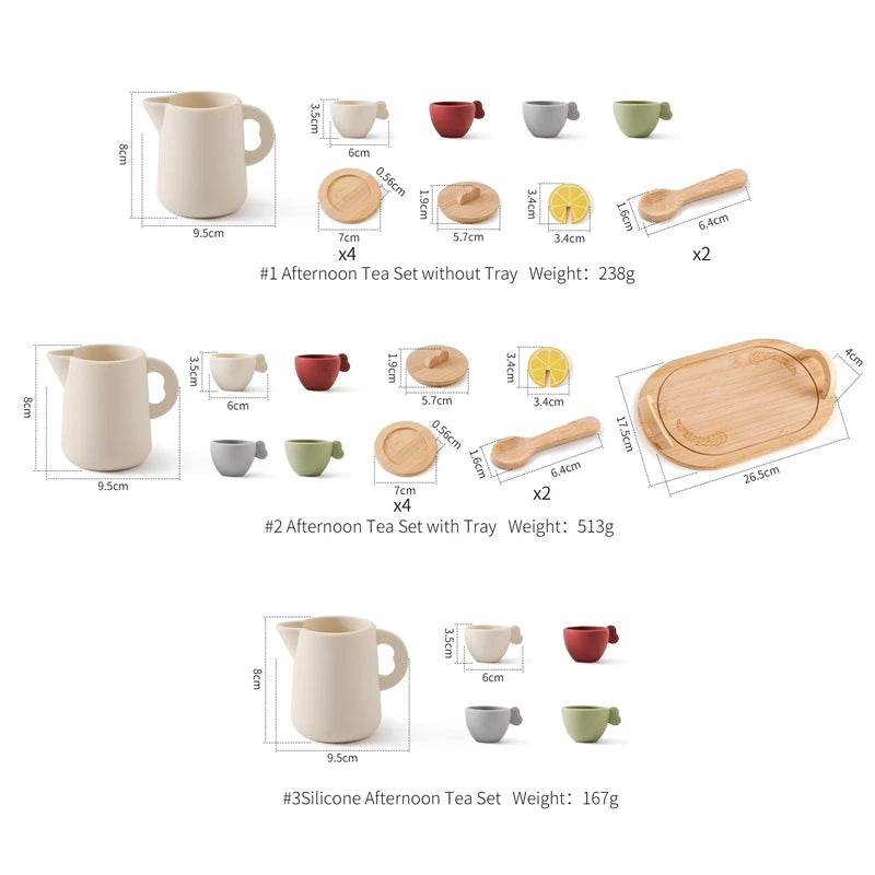 Wooden Children Montessori Teapot Teacup Simulation Kitchen