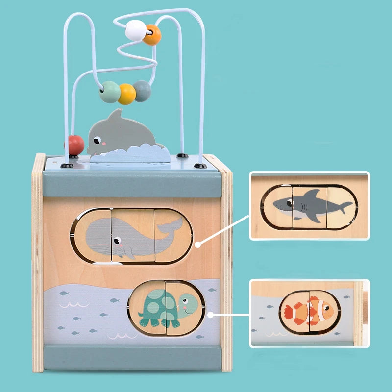 Wooden Activity Cube for Toddlers