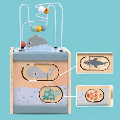 Wooden Activity Cube for Toddlers
