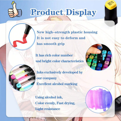 Colors Alcohol Drawing Markers Dual Tip Permanent Sketch Markers