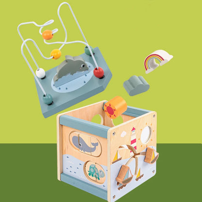 Wooden Activity Cube for Toddlers
